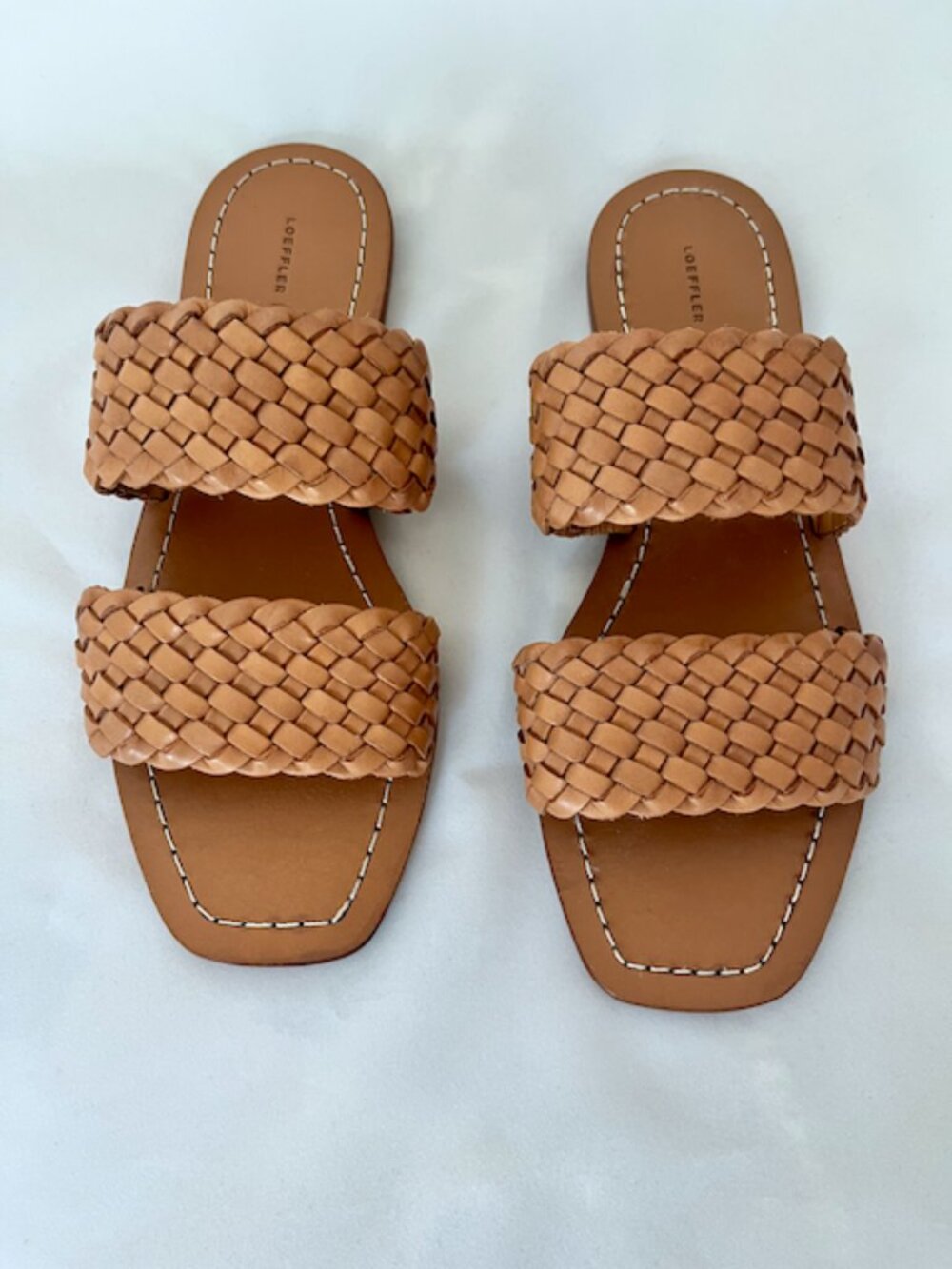 Loeffler Randall Jonah Honey Woven Slide Sandals — Size 8